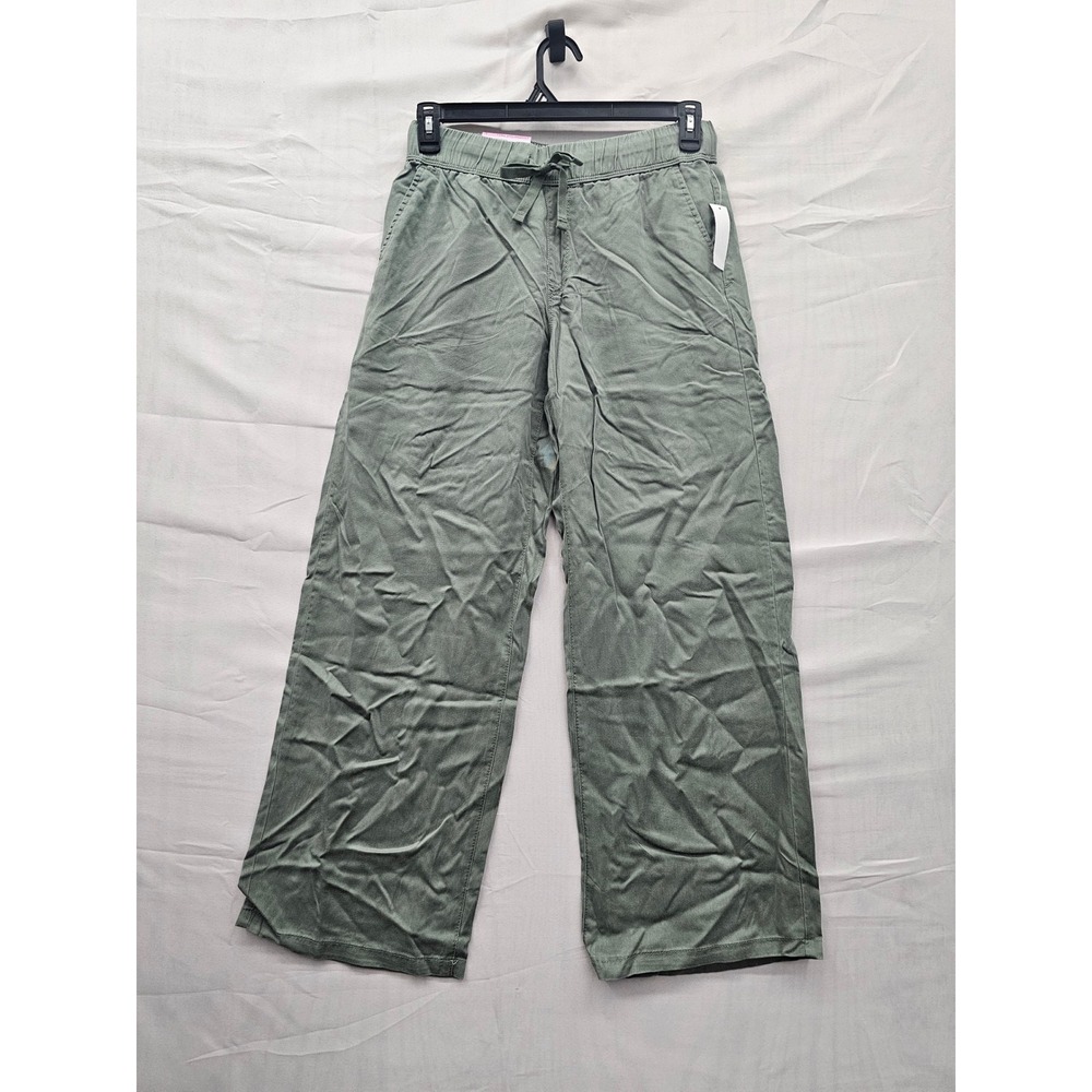 Nine West Womens Wide Leg Pants Olive Lyocell Casual Relaxed Size Small
